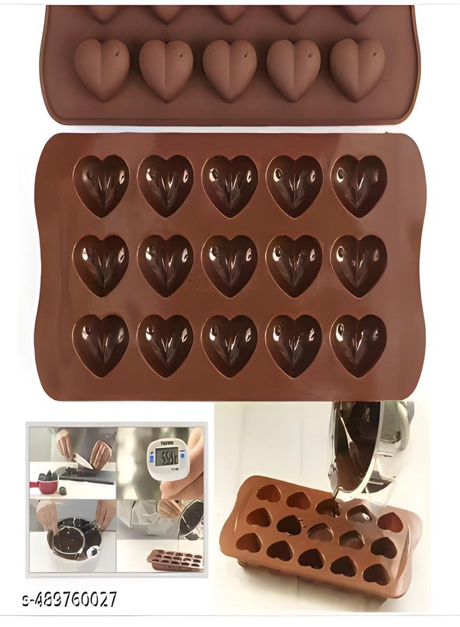 Xopy Silicone Chocolate Moulds Set of 2 | Heart & Flower Shapes | Non-Stick, Flexible & Reusable Candy Trays for Chocolate, Jelly, Gummies & DIY Sweets - Image 2