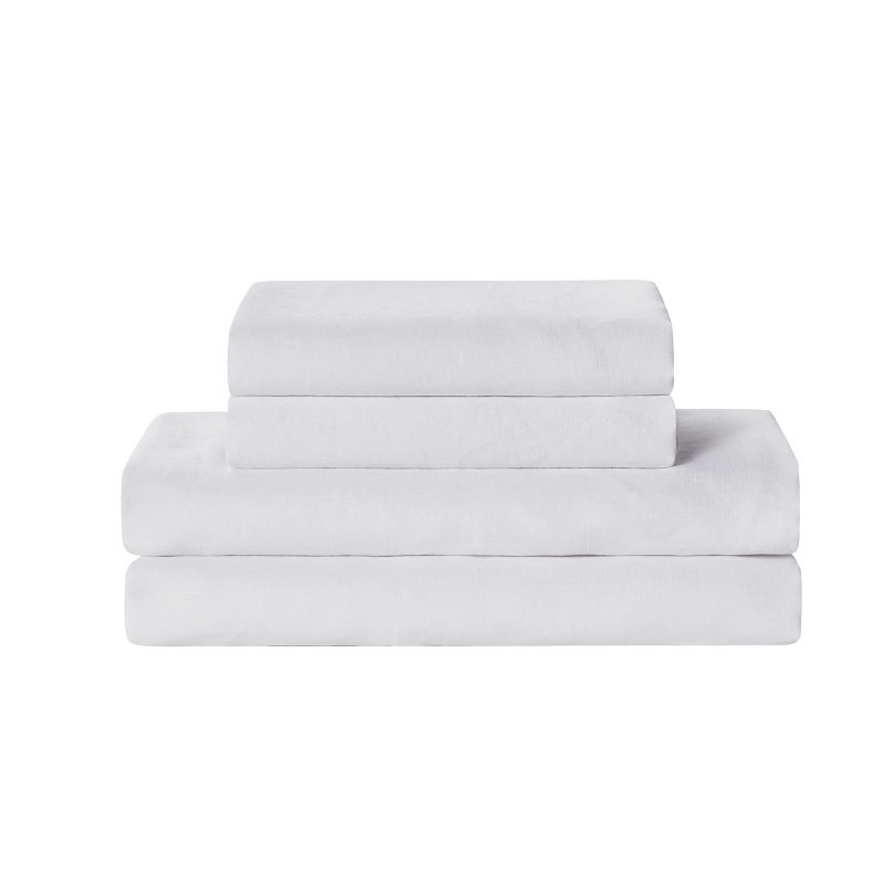 YnM French Linen Sheet Set  Cozy SkinFriendly and EcoFriendly Pure French Linen Sheets Collection 4Piece Set Includes Flat Sheet Fitted Sheet and 2 Pillowcases  Queen White