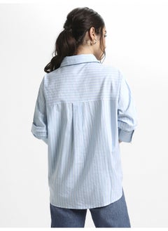 Dennis Lingo Blue Casual Shirt for Women, Relaxed Fit, Cotton Comfort  - Image 2