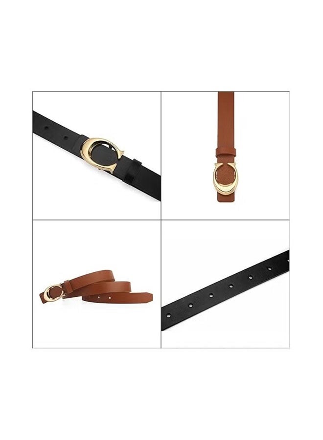 Ailily 2 Pack C-buckle Double-sided Women's Leather belt Fashionable and Slim Fitting,Ladies Adjustable Belts for Jeans Pants Dresses Skinny Vintage Waist Belt Women's Accessories Waist Strap (Black,Brown)  - Image 3