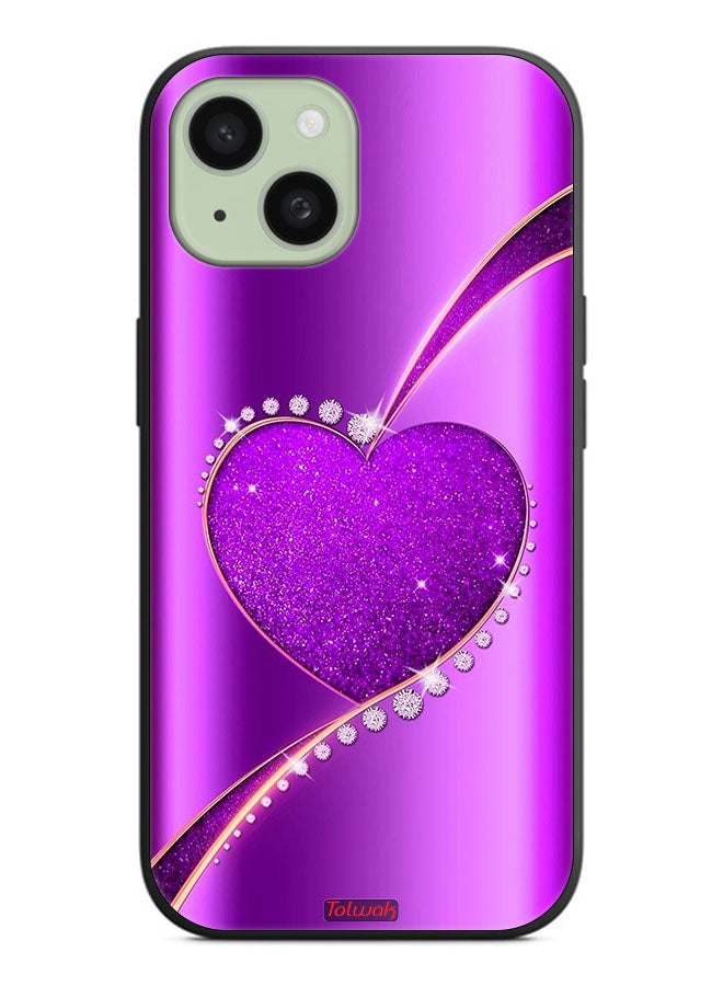 Tolwak Apple iPhone 15 Plus Protective Case Cover Glitter Heart - Image 1