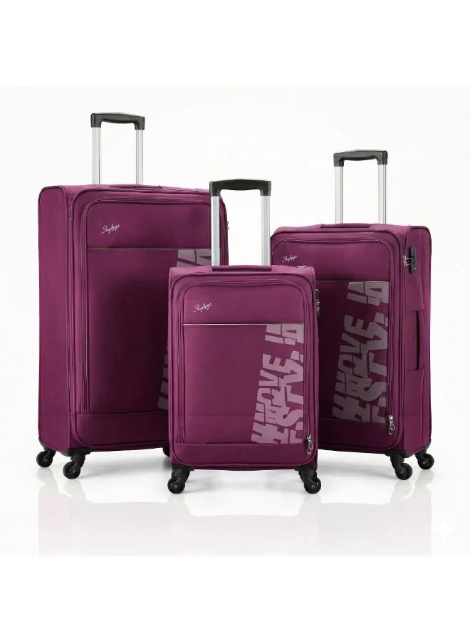 سكاي باجز طقم حقائب رحلات رونبا  قطع | بوليستر ناعم بعجلات دوارة  درجة | مقاس المقصورة  بوصة | متوسط  بوصة | كبير  بوصة | بنفسجي
