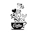SITAKE SITAKE Ã¢â‚¬Å“Coffee Cup + FlowerÃ¢â‚¬Â Wall Decor Sticker, Black Coffee Decor for Coffee Bar and Coffee Station,  - Image 2