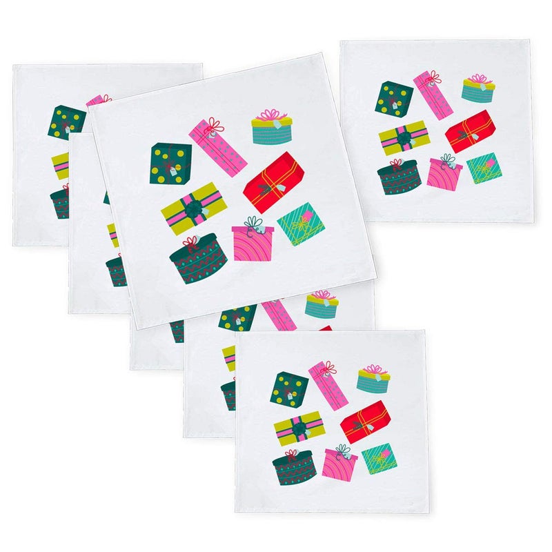 Khakee 6 Pcs Christmas Theme Tafta Silk Table Napkins 10x 10 for Xmas Decoration Christmas OrnamentsChristmas Gift npxmas212P - Image 1