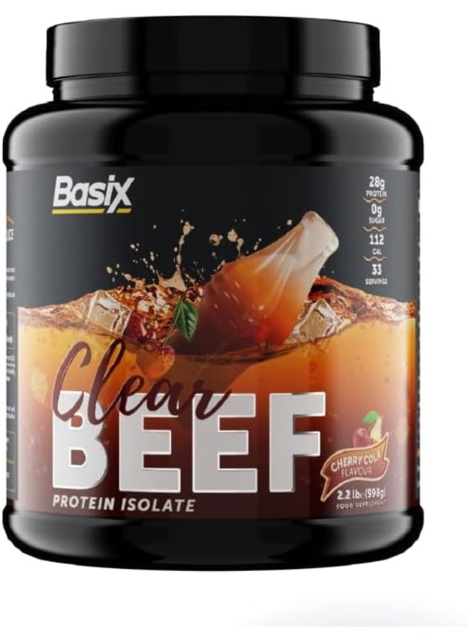 Basix Clear Beef Protein Isolate Cherry Cola 33 Servings,998g – Refreshing High-Protein Lean Muscle Drink - Image 1