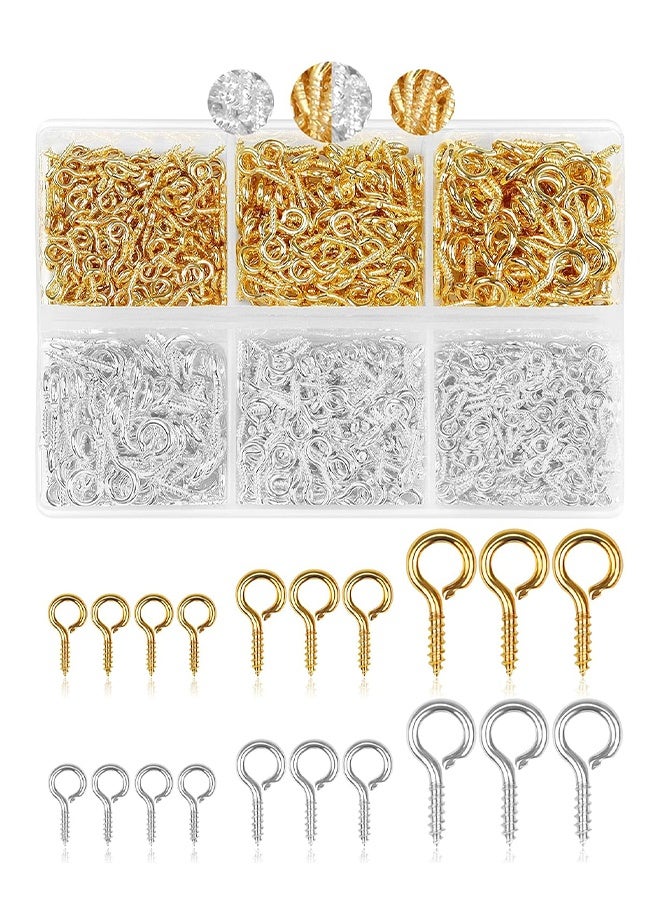 Wffo 400PCS Small Eye Screws for Jewelry Making, 3 Sizes Tiny Eye Hook Pins in Crafts, Mini Eyelet Screw Pin Hooks for Ornaments, Keychains DIY Craft Projects, Gold/Sliver - Image 1