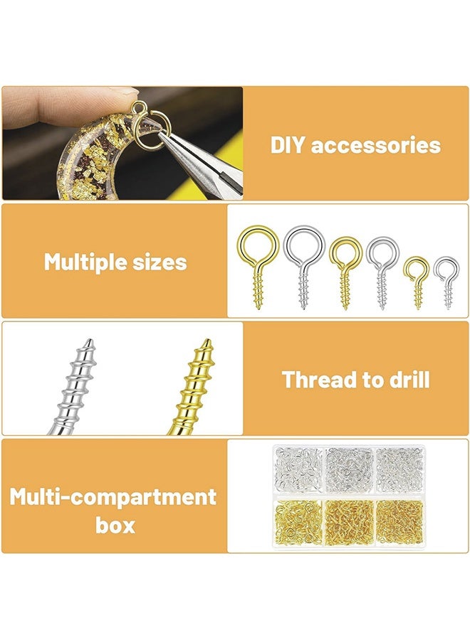 Wffo 400PCS Small Eye Screws for Jewelry Making, 3 Sizes Tiny Eye Hook Pins in Crafts, Mini Eyelet Screw Pin Hooks for Ornaments, Keychains DIY Craft Projects, Gold/Sliver - Image 4