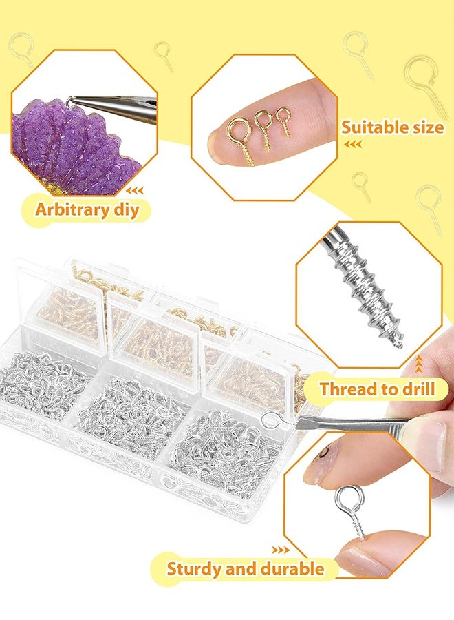 Wffo 400PCS Small Eye Screws for Jewelry Making, 3 Sizes Tiny Eye Hook Pins in Crafts, Mini Eyelet Screw Pin Hooks for Ornaments, Keychains DIY Craft Projects, Gold/Sliver - Image 3