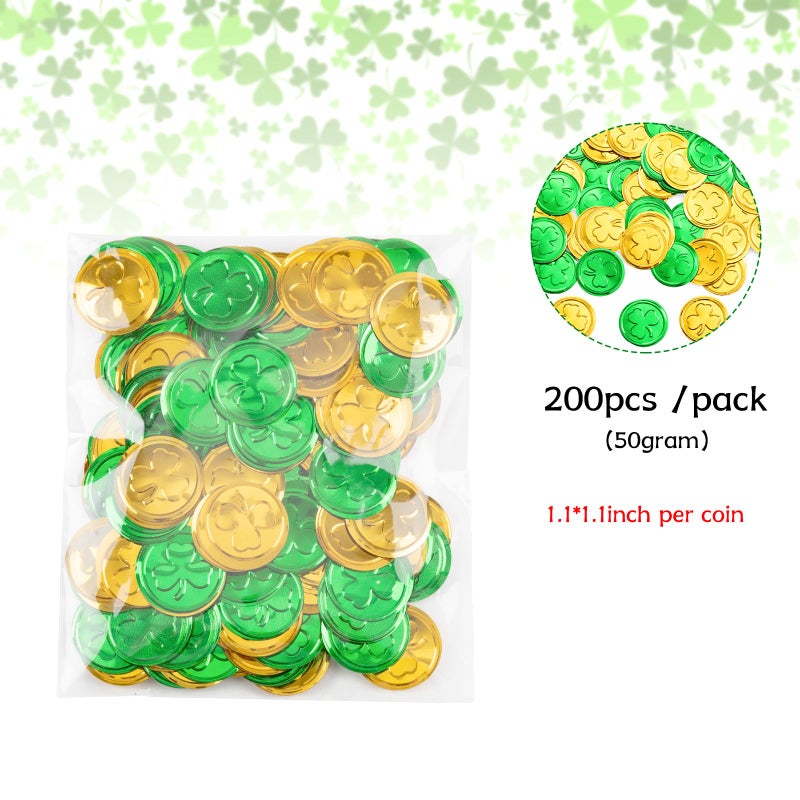 Jocomoni 200pcs/50g St. Patrick's Day Shamrock Confetti Decorations, Green Gold Metallic Foil Shamrock Clover Table Confetti Glitter Lucky Coin Shamrock Sequin for Party Home Decoration - Image 2