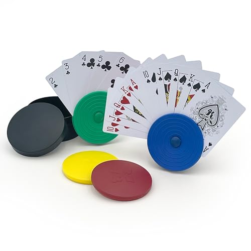 CHH Round Card Holders with Case in Red, Yellow, Green & Blue, Multi - Image 1