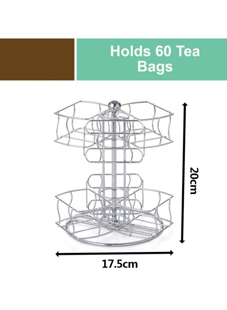 general Double-layer tea bag storage rack rotatable desktop rack for tea and coffee bags no-drill installation - Image 3