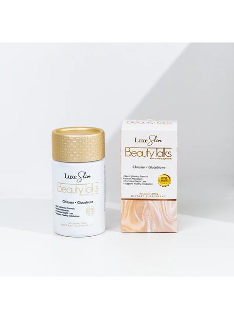 Luxe Slim Beauty Talks Glutathione Chitosan Skin Body Capsules 60 Capsules 700mg | Best Price KSA