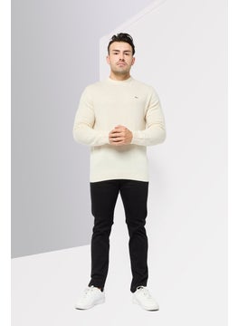 Harmont & Blaine Men Round Neck Embroidered Logo Sweater, Off White  - Image 2