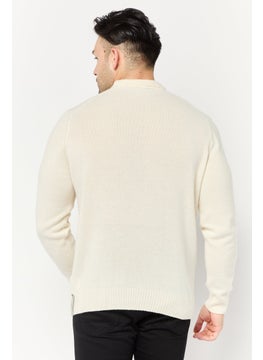 Harmont & Blaine Men Round Neck Embroidered Logo Sweater, Off White  - Image 4