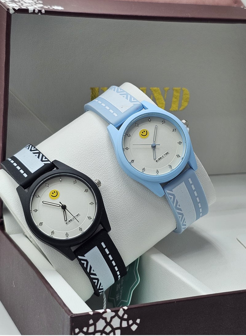 erorex Smiley Youth Watch Set - Black & Blue Edition