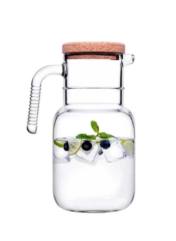 Pasabahce Hoop Glass Jug With Cork Lid, 1500 Ml, 224 Mm Height, 103 Mm Diameter Clear - Image 1