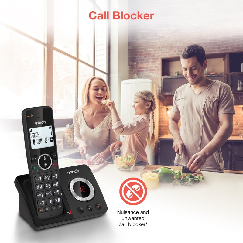 في تك VTech ES2053 Cordless Phone with Answering Machine, Call Block, Easy-to-Read Backlit Display, 18 Hours Talk-time, Volume Booster, Handsfree Speakerphone, Speed Dial, DECT, 4 Handsets - Image 3