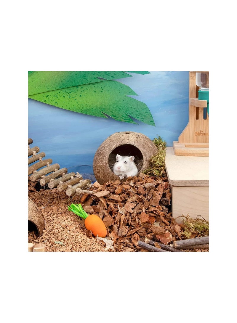GGOOT Coconut Hut Hamster House Bed for Gerbils Mice Small Animal Cage Habitat Decor - Image 4