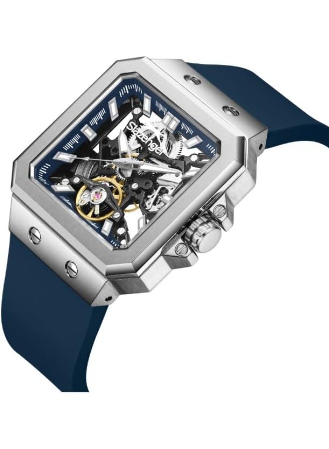 سلازنجر ساعة سلازينجر للرجال، مينا أوتوماتيكية وسوار سيليكون - أزرق داكن - Image 2