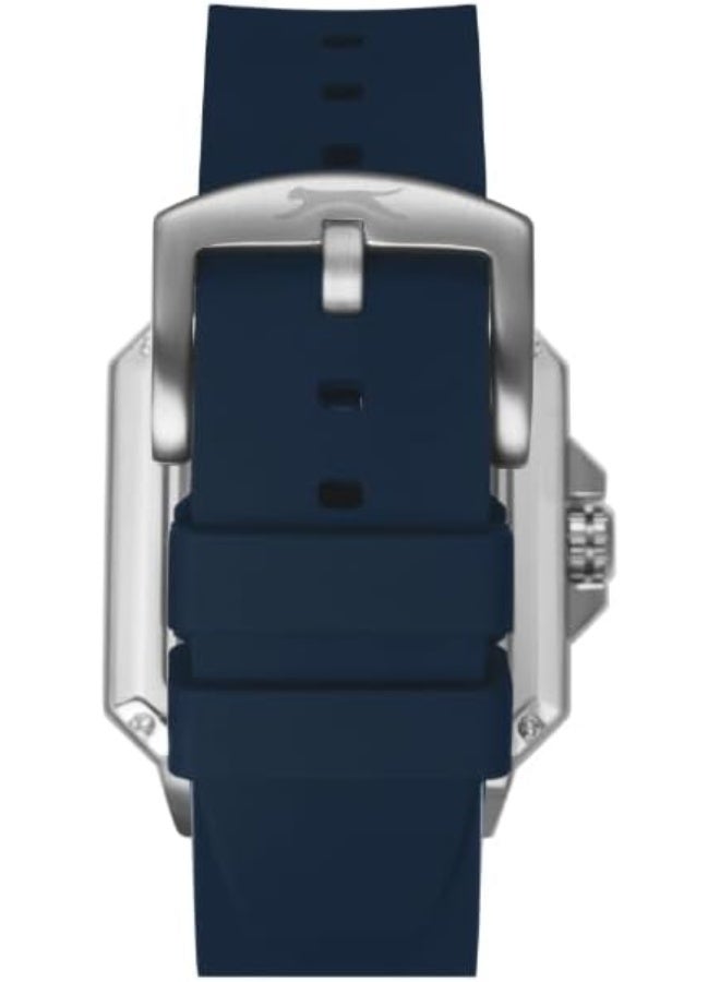 سلازنجر ساعة سلازينجر للرجال، مينا أوتوماتيكية وسوار سيليكون - أزرق داكن - Image 4