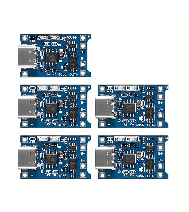 5 قطع وحدة شحن TP4056 من نوع USB-C لبطارية ليثيوم 18650 حماية مزدوجة خرج 5 فولت 1 أمبير - Image 1