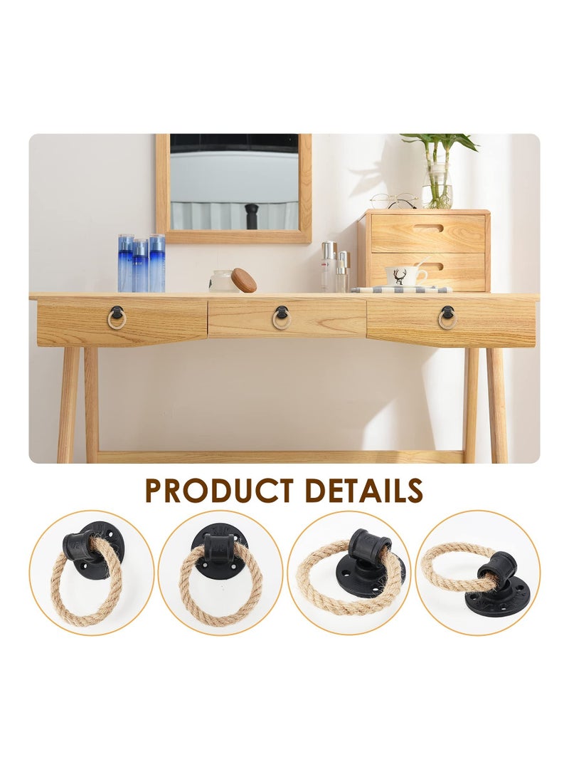 Excefore Door Knob Rustic Rope Handles Cabinet Pull Hardware Big Drop Ring Drawer Pull Knob Antique Black Knobs Handles Hardware  - Image 3