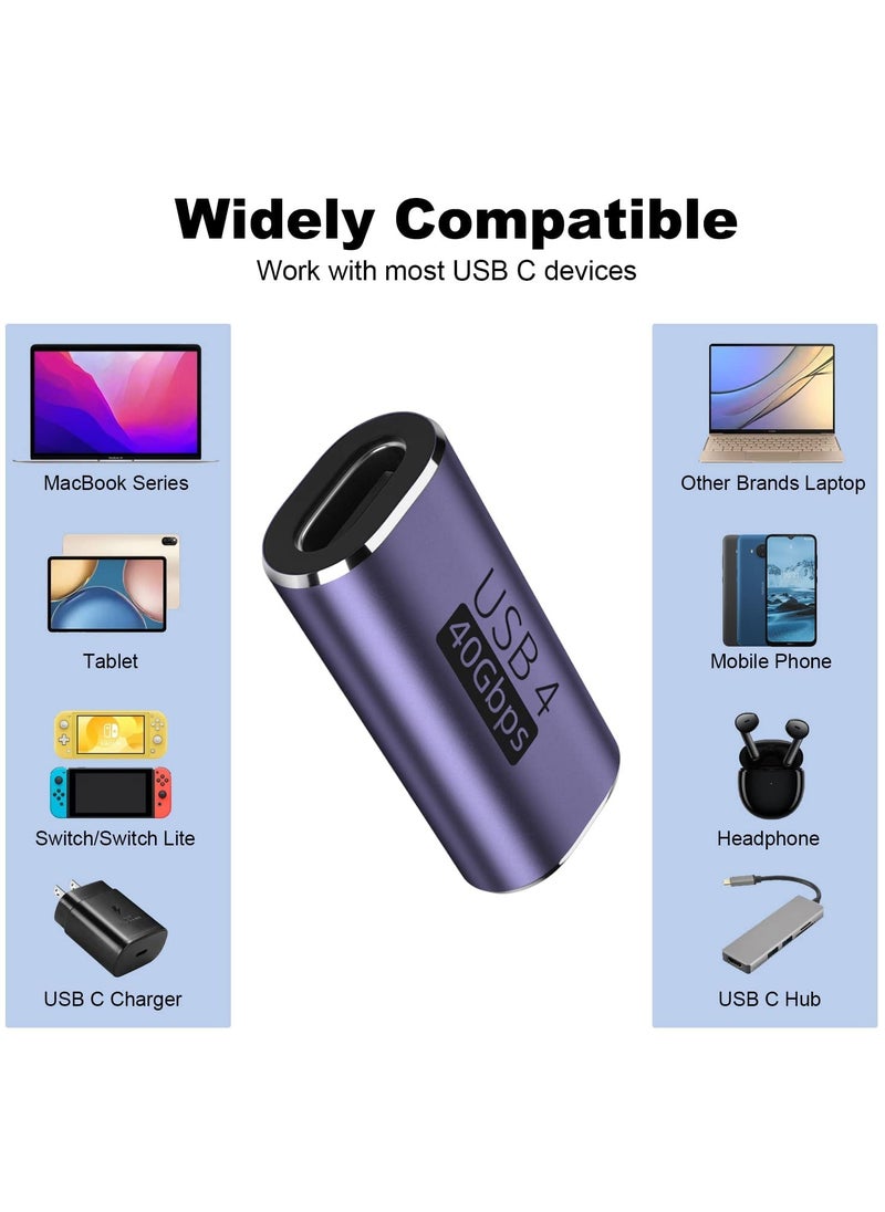 erorex USB C Female to Female Adapter, 2 Pack USB Type C Coupler, Compatible with Thunderbolt 4/3 Support up to 40Gbps Data Transfer, 100W Power Delivery, and 8K@60Hz Video Pass-Through, More Type C Devices  - Image 2