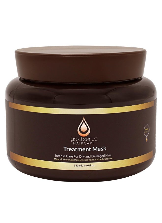 Moroccan Gold Series - Gold Series Treatment Mask Deep Hydrating Argan Oil Hair Mask For Dry Damaged Color Treated And Curly Hair Enriched With Keratin Sulfate Free Natural Hair Repair Treatment 18.6Oz - Image 1