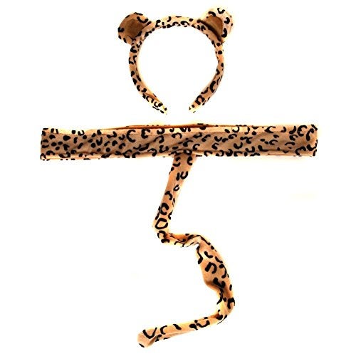 Making Believe Kids Plush Leopard Headband Ears & Tail Jungle Safari Dressup Costume Set - Image 1
