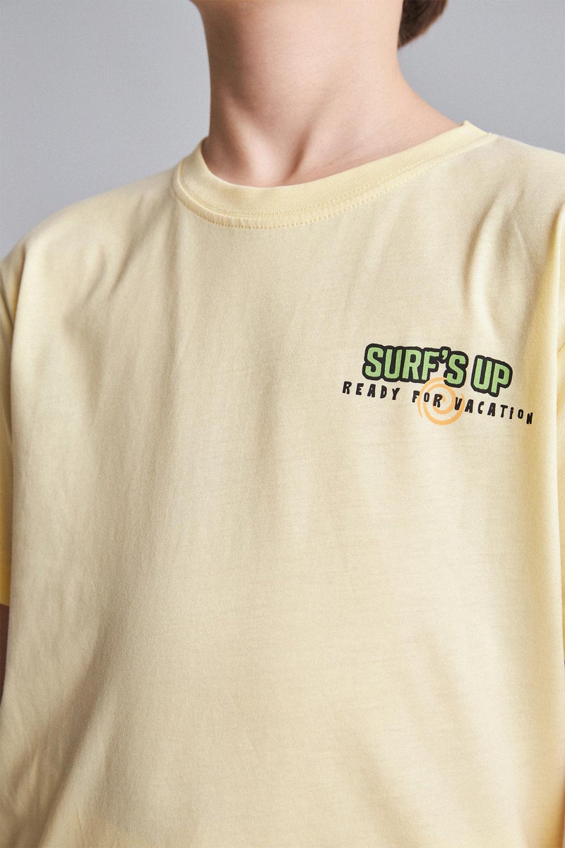 DeFacto Yellow Boy New Regular Fit Printed Short Sleeve T-Shirt Casual - Image 4