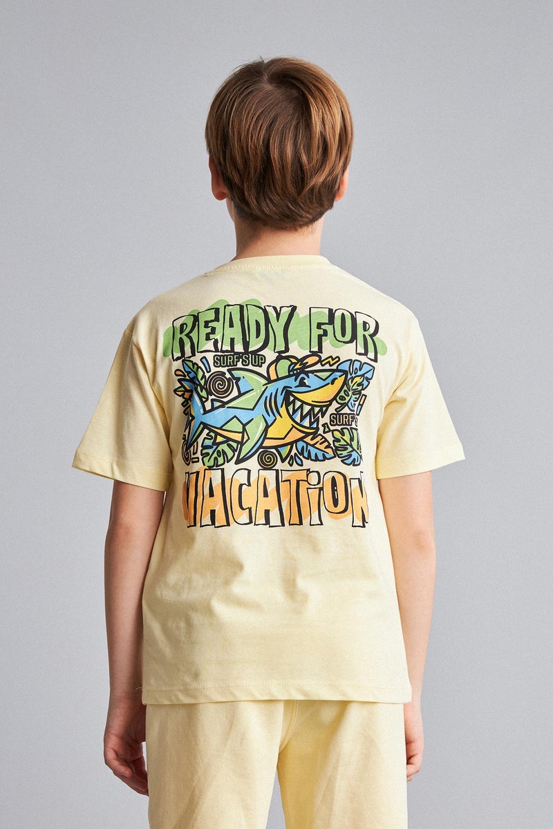 DeFacto Yellow Boy New Regular Fit Printed Short Sleeve T-Shirt Casual - Image 5