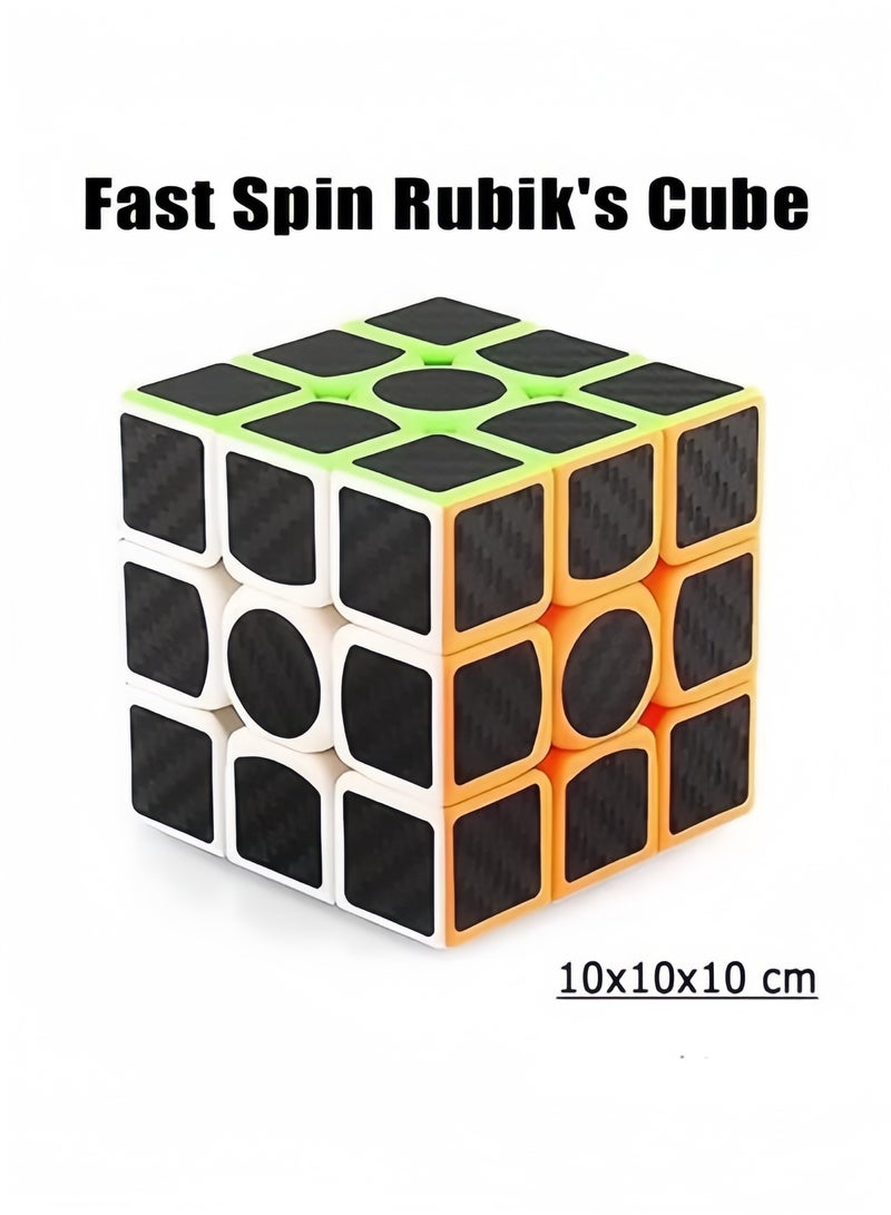 مكعب روبيك السريع الدوران السريع، مكعب روبيك السحري من الدرجة الثالثة، مكعب روبيك مع قاع ملون وملصق من ألياف الكربون الأسود، ألعاب ذكاء - Image 1