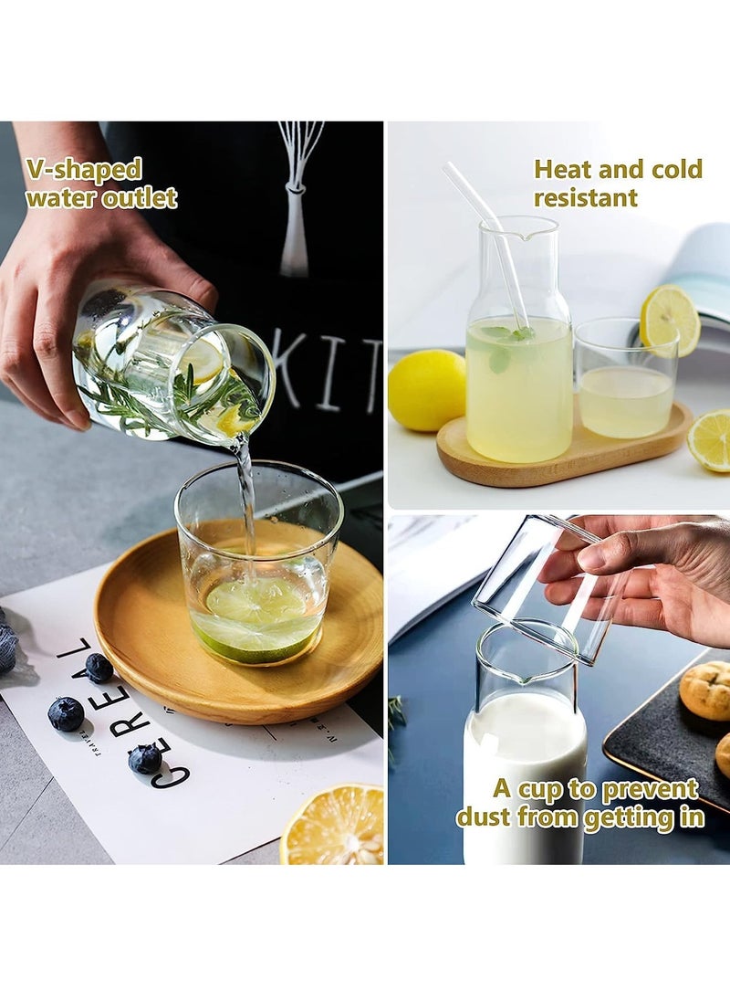 High Borosilicate Glass Water Bottle Set, Household Cold Water Bottle, Transparent Glass Juice Jug, Glass Cup (13oz)