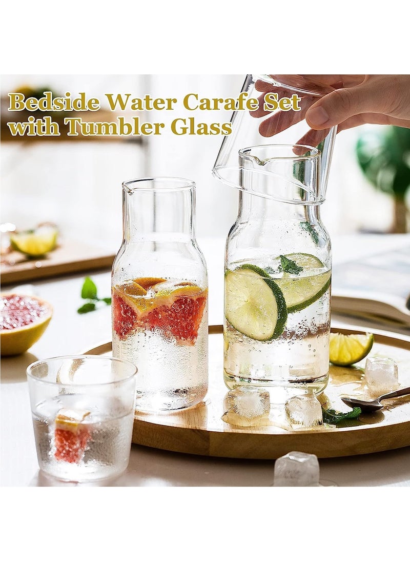 High Borosilicate Glass Water Bottle Set, Household Cold Water Bottle, Transparent Glass Juice Jug, Glass Cup (13oz)
