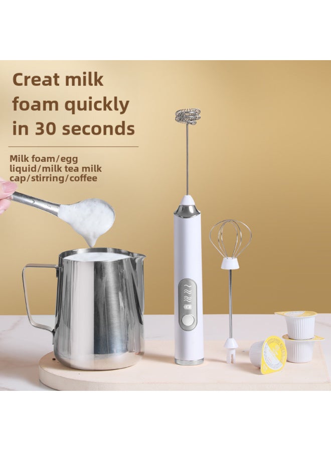 Milk Frother Household Electric Milk Frother Hand-held Egg Beater Coffee Frother Milk Blender Milk Beater-Color:Upgraded Version Of The J-3 Black Double-head No. 2 Bracket (Special Packaging)  - Image 3