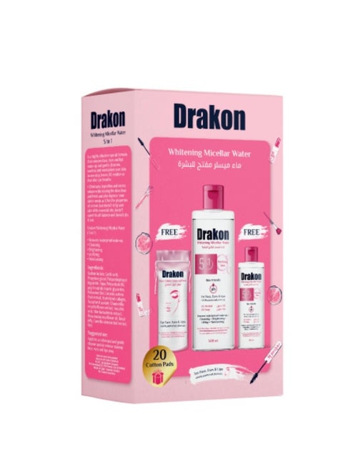 Whitening Micellar Water 500ml +  Micellar Water 100ml + 20 Cotton Pad Bag
