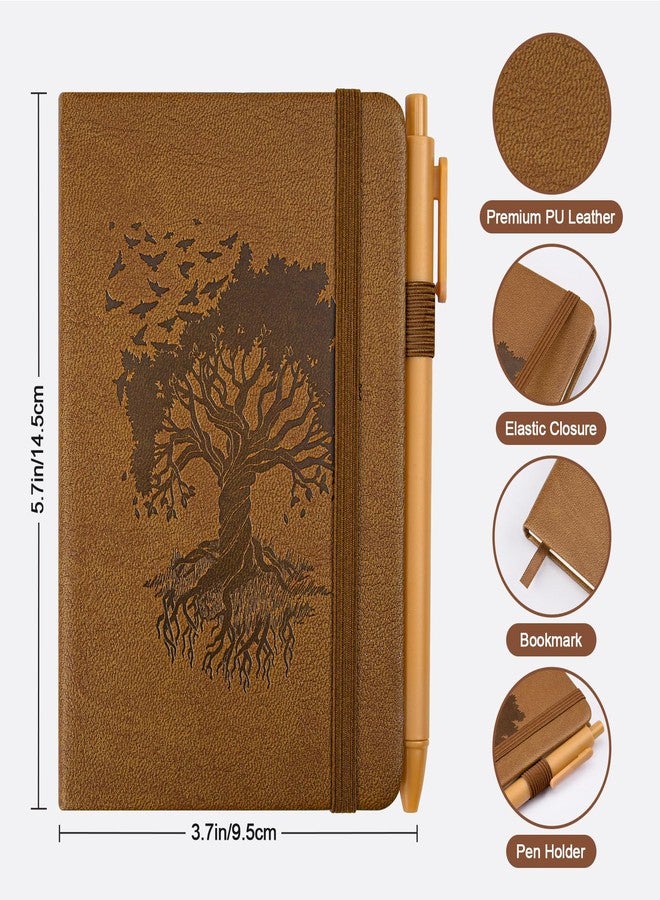 OMEYA Lined Pocket Notebook Journal: 3 Pack Small Notebooks for Note Taking, A6 Mini Notebook with Pens, Small Notepad with Pen Holder, Leather Cover, 384 Pages, 100 GSM Thick Paper, 3.7" x 5.7" - Image 2