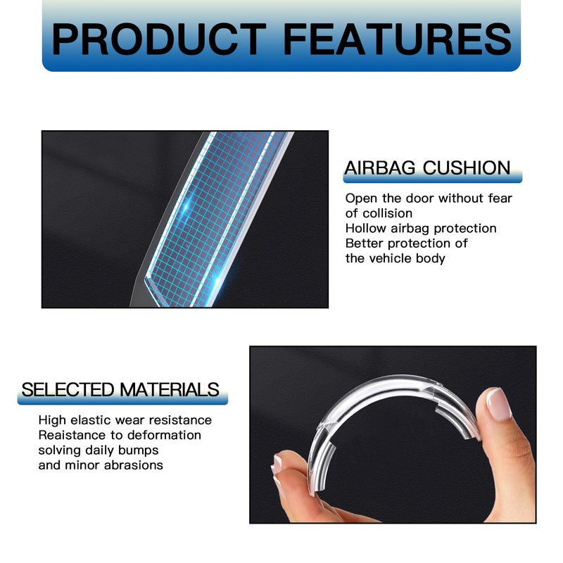 Arwrilt 4 PCS Car Door Anti-Collision Strip, Rearview Anti-Impact Sticker, Door Protection Decorative Covers, Door Edge Bumper Guard, Universal Car Side Door Edge Protector (Black) - Image 4