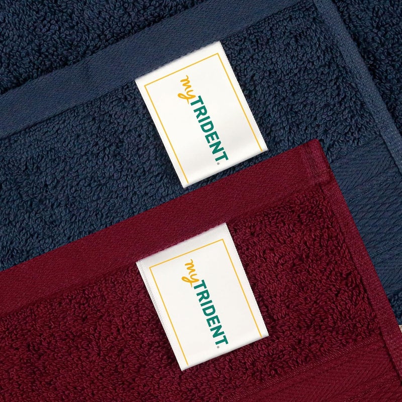 MYTRIDENT Soft Comfort Air Rich Towel 100% Cotton Hand Towel for Daily use, 500 GSM Highly Absorbent Towels for Men/Women, 4Pc Hand Towel Set (41 cm X 66 cm), Wine Red and Navy - Image 4