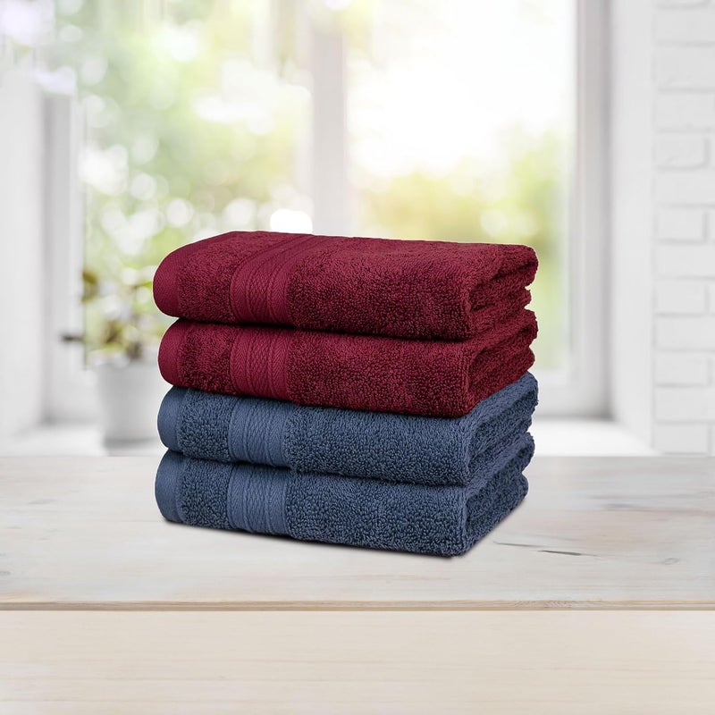 MYTRIDENT Soft Comfort Air Rich Towel 100% Cotton Hand Towel for Daily use, 500 GSM Highly Absorbent Towels for Men/Women, 4Pc Hand Towel Set (41 cm X 66 cm), Wine Red and Navy - Image 3