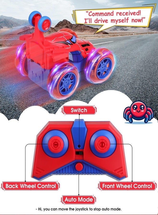 Givzan Spider RC Car for Kids – 4WD Remote Control Stunt Car with 360° Flip, Fast Monster Crawler Toy with Light-Up Wheels – Rechargeable RC Vehicle Gift for Boys Ages 3-12 - Image 3