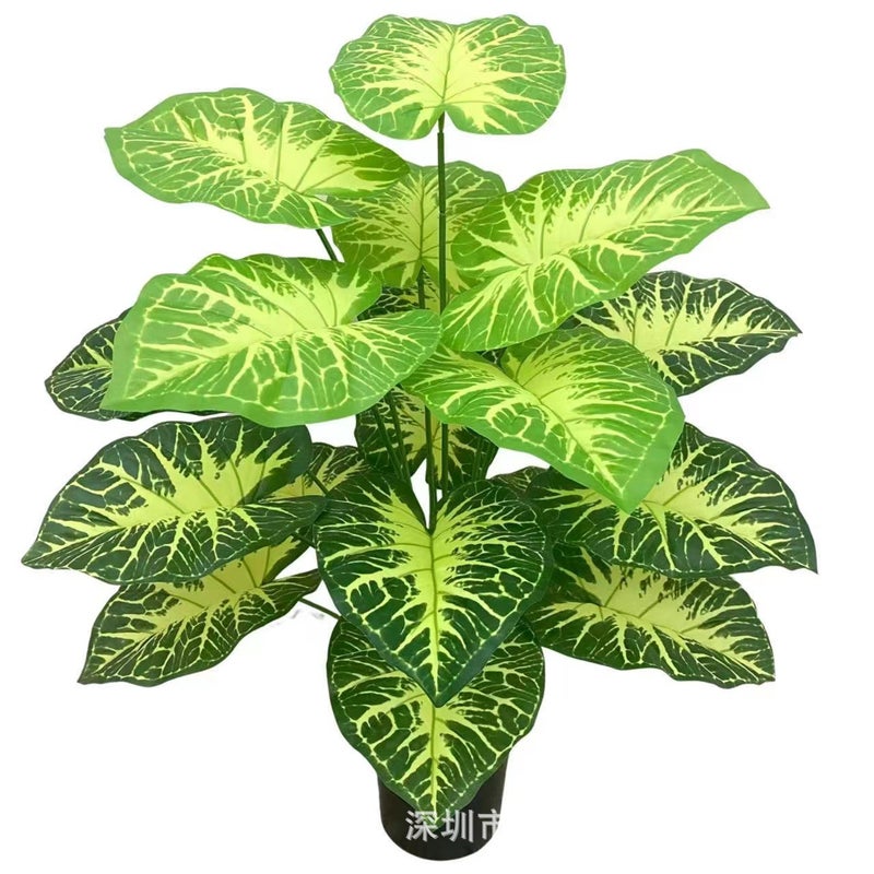 Simulation Green Plant 18 Head Yellow And White Red Heart Large Dripping Guanyin Taro Leaf Pography Wedding Decoration Ornaments - Image 4