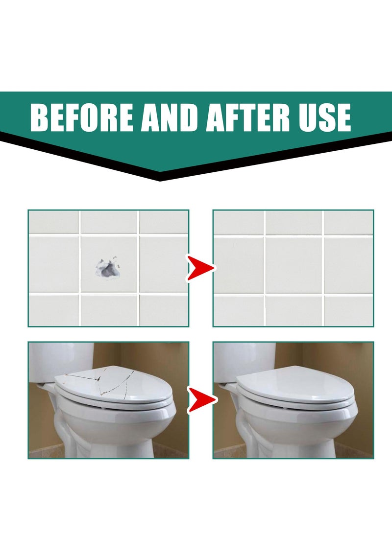 JUE-FISH Ceramic Tile Repair Paste Quick Drying Waterproof Toilet Tub Repair Kit with 3 Sandpaper & 1Scraper, Bathtub Marble Furniture Toilet Crack Repair Tile Quick-Drying Adhesive to Renew, Repair & Refresh - Image 4