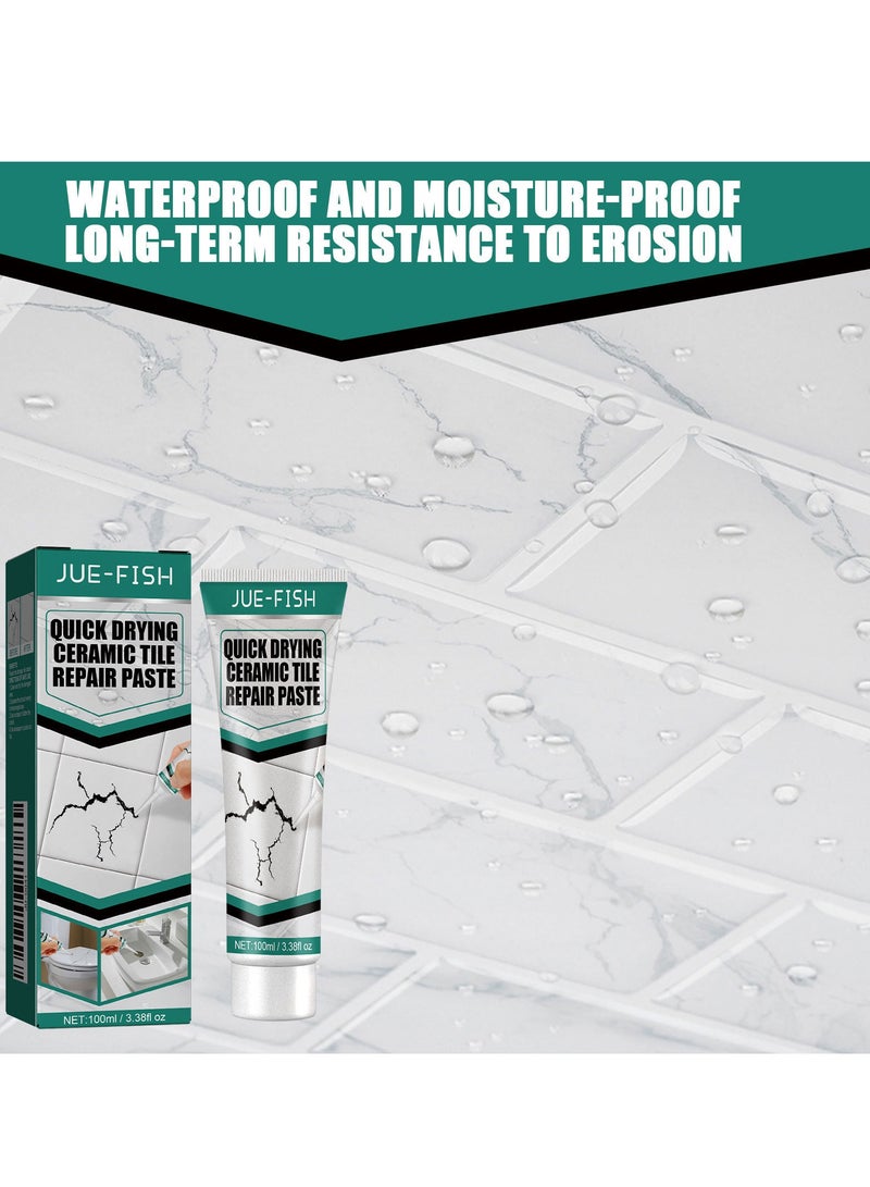 JUE-FISH Ceramic Tile Repair Paste Quick Drying Waterproof Toilet Tub Repair Kit with 3 Sandpaper & 1Scraper, Bathtub Marble Furniture Toilet Crack Repair Tile Quick-Drying Adhesive to Renew, Repair & Refresh - Image 5