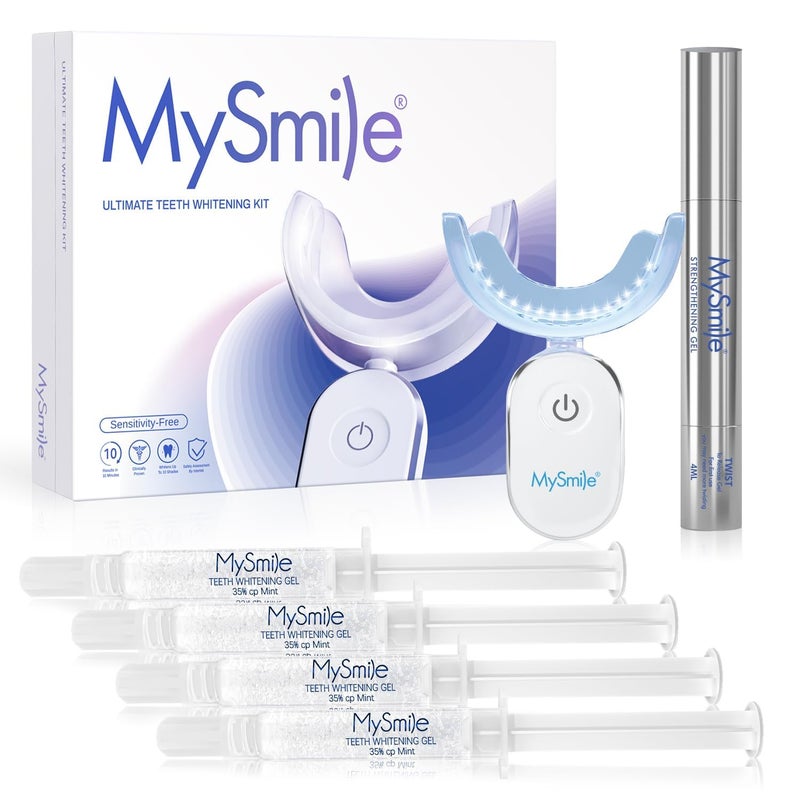 MySmile Deluxe 10 Min Teeth Whitening Kit with 28 LED Light, 35% Carbamide Peroxide Teeth Whitening Gel, Helps Remove Years of Stains from Coffee, Soda, Wines, Smoking, Food - Image 1