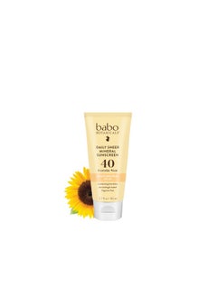 Babo Botanicals Babo Botanicals Daily Sheer Mineral for Face Sunscreen Lotion SPF40 - Natural Zinc Oxide & Titanium Dioxide - 70% Organic Ingredients - Raspberry Oil & Aloe Vera - Fragrance Free - For all ages  - Image 1