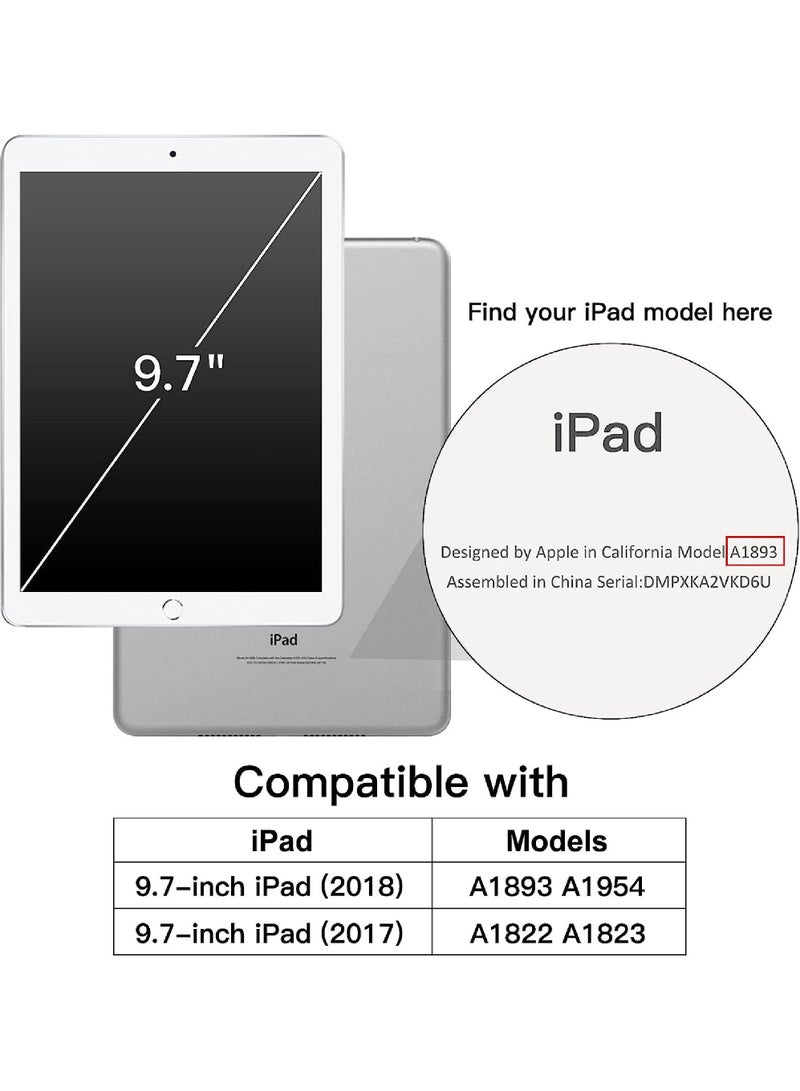 Rock Pow Case for iPad 9.7-Inch (6th/5th Generation 2018/2017) with Pencil Holder Clear Transparent Back Shell Slim Stand Shockproof Tablet Cover Auto Wake/Sleep - Image 2