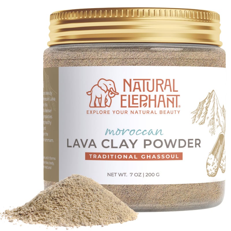 Natural Elephant Ghassoul Rhassoul Moroccan Lava Clay Powder 100 Pure Natural Face Body Mask Powder 200g 7 oz Jar