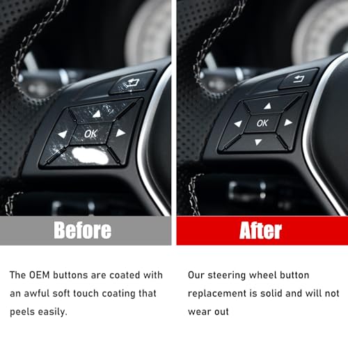 Jaronx Compatible with Mercedes Benz Steering Wheel Buttons Replacement A B W246/C Class W204/E W207 W212/GLK X204/CLA W117/CLS W218/SLK SLC W172, Steering Wheel Button Cover for Mercedes Benz(Black) - Image 3
