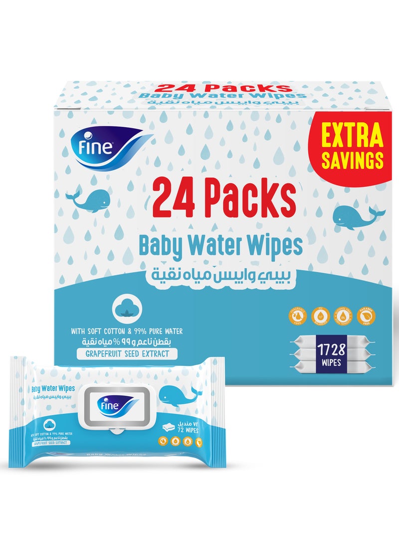 Fine Baby Gentle For Daily Use Water Wipes 24 x 72 Wipes  - Image 1